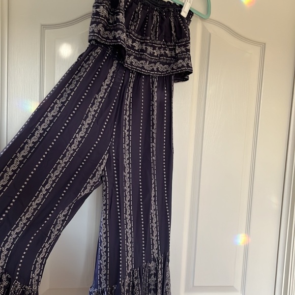 Navy Blue Strapless Jumpsuit - Picture 3 of 3